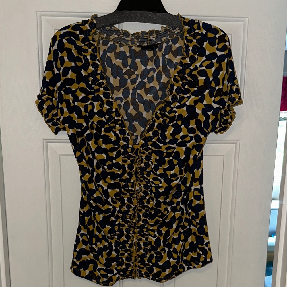 BCBGMaxAzria Black and Gold Leopard Print Blouse